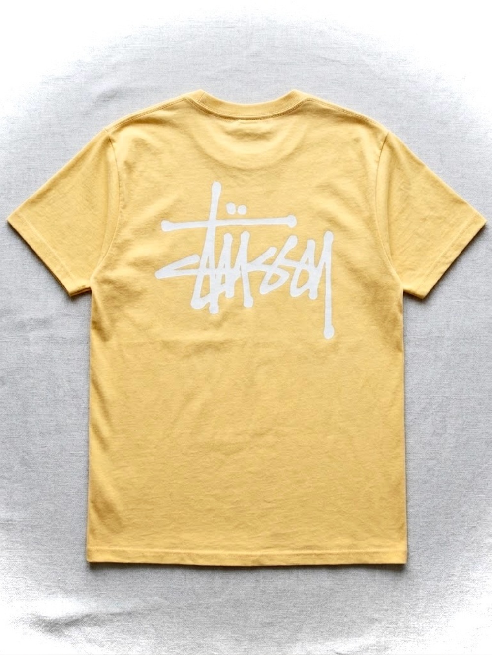 🆕 STUSSY Stock Logo T Shirt Archived Color Way Butter Cream Yellow XL